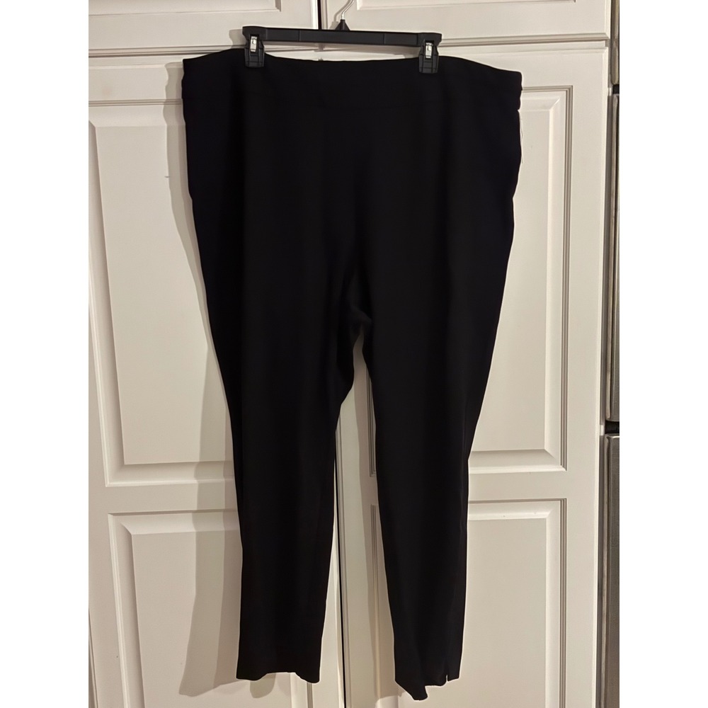 Blue Sol Womens 2X Black Pull On Tapered Leg Ponte Knit Dress Pants Stretch